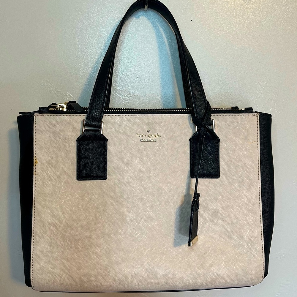 Kate Spade Black/Cream Leather Cameron Street Teegan Top Handle Bag